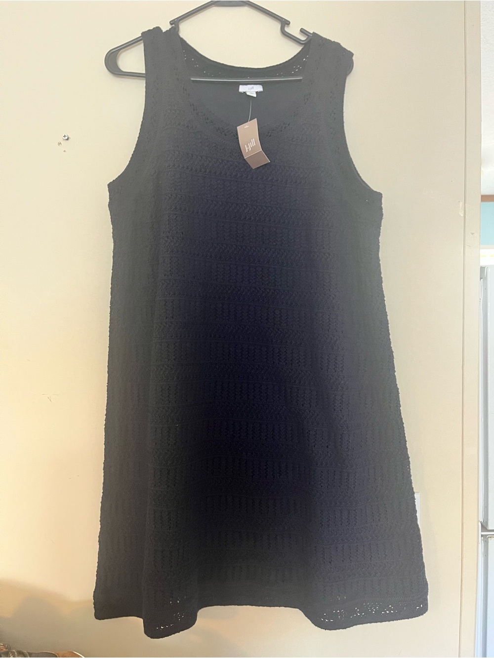 Navy Sleeveless Crochet A-Line Dress Beach Summer Pool Cotton Blend